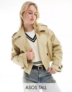 Asos beige trench coat top