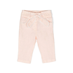 Chloé Kids прямые брюки с завязками, розовый