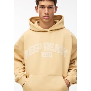 Толстовка с капюшоном WASHED BOXY PULL&BEAR, песочный