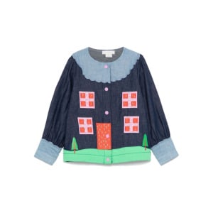 Блузка Stella McCartney Kids с аппликацией Farmyard, синий