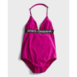 Сплошной купальник с логотипом для девочек, размер 8–12 Dolce&Gabbana, цвет Pink