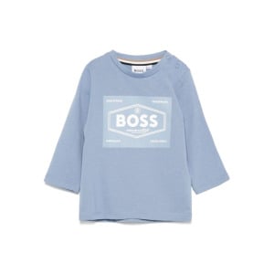 BOSS Kidswear футболка с прорезиненным логотипом, синий