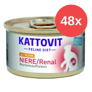 Влажный корм для кошек с проблемами с ЖКТ с уткой и индейкой Kattovit, 48 х 85 г