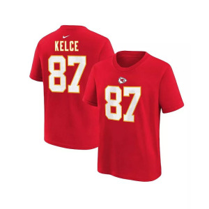 Красная футболка Little Boys and Girls Travis Kelce Kansas City Chiefs с именем и номером игрока Nike, красный