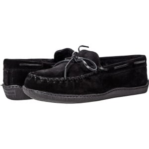 Тапочки Minnetonka Sheepskin Hardsole Moc, черный