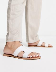 Белые кожаные шлепанцы Accessorize с вырезами