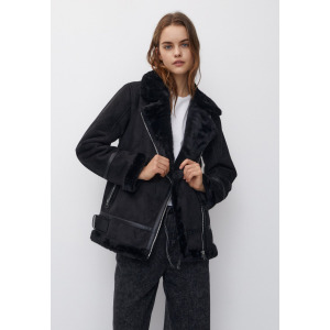 Куртка из искусственной кожи Double-Faced Long PULL&BEAR, черный