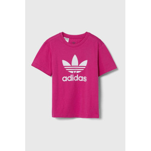 Детская хлопковая футболка adidas Originals TREFOIL TEE, розовый