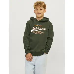 Детская толстовка с капюшоном Jack & Jones "JJELOGO SWEAT HOOD 2 COL 24/25 NOOS JNR" Jack & Jones Junior, цвет Kombu Green