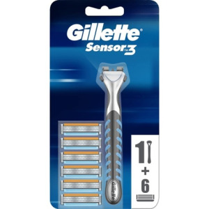 Мужская бритва Sensor3 с 6 лезвиями, черная, Gillette