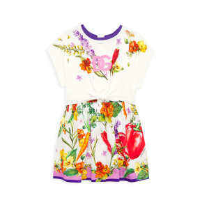 Платье-футболка с цветочным принтом и логотипом для маленьких и больших девочек DOLCE&GABBANA