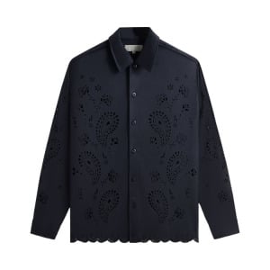 Рубашка Kith Isaac Microsuede Long-Sleeve Button Down Shirt, синий