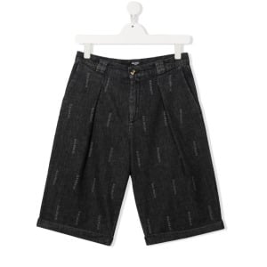 Balmain Kids джинсовые шорты с логотипом, черный