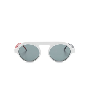 Thom Browne Eyewear солнцезащитные очки в круглой оправе, белый