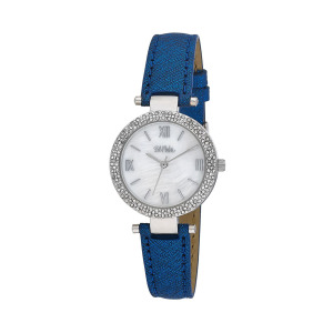 Женские часы с блестящим циферблатом из полиуретана, синий полиуретановый ремешок, 30 мм Bob Mackie, синий