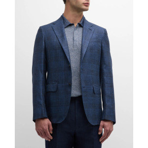 Мужское спортивное пальто в крупную клетку ZEGNA, цвет Blue Navy Check