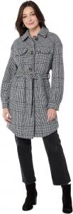 Пальто Vince Camuto Single Breasted Belted Wool Shirt Coat V21750-ZA, цвет Black/White Plaid