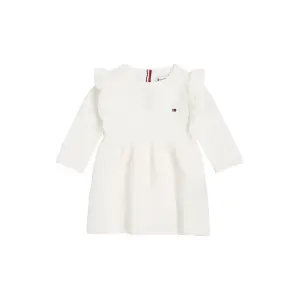 Платье-свитшот Tommy Hilfiger "RUFFLE SWEATER DRESS LS", для малышей до 2 лет, с вышивкой логотипа, белый