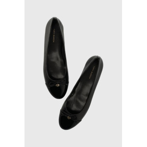 Кожаные балетки CAP-TOE BALLET Tory Burch, черный