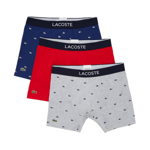 Мужские трусы-боксеры стрейч с крокодиловым принтом, 3 предмета Lacoste