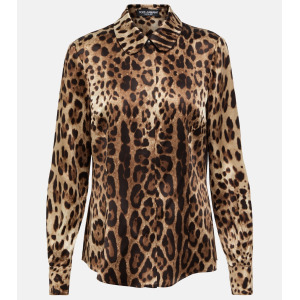 Шелковая рубашка с леопардовым принтом DOLCE&GABBANA, разноцветный