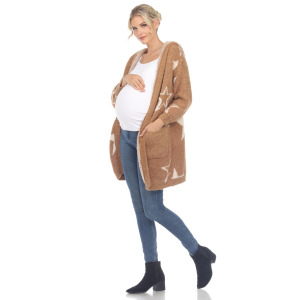 Пальто из шерпы с капюшоном и открытым передом для беременных WM Fashion
