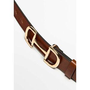 Пояс WITH DOUBLE BUCKLE Massimo Dutti, коричневый