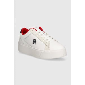 Кожаные кроссовки Tommy Hilfiger TH PLATFORM COURT SNEAKER NBK, белый