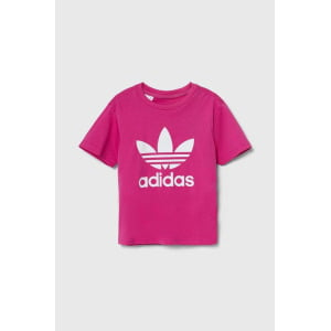 Trefoil Tee детская хлопковая футболка adidas Originals, розовый