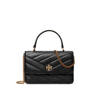 Мини-кошелек с цепочкой и ручкой сверху Kira Chevron Tory Burch, цвет Black