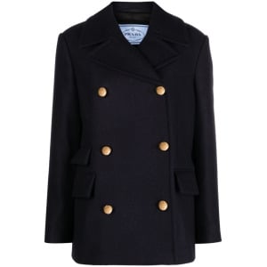 Prada double-breasted wool jacket, синий