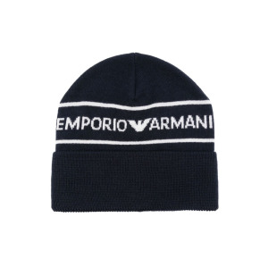 Emporio Armani Kids шапка бини с логотипом, синий