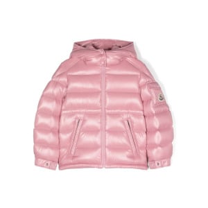 Пуховик с логотипом Moncler Enfant, розовый