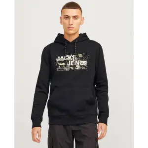 Мужская толстовка с длинными рукавами и вышивкой спереди Jack & Jones, черный