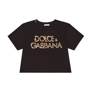 Футболка из хлопкового джерси с логотипом Dolce&Gabbana, черный