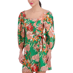 Платье Vince Camuto Printed Linen A-Line Dress, цвет Green Multi