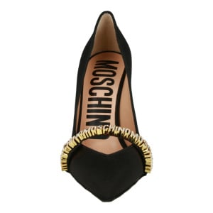 Атласные туфли с логотипом и надписью Moschino, черный