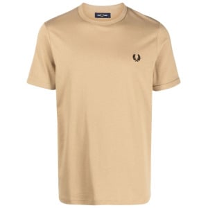 Fred Perry футболка с вышитым логотипом, нейтральный цвет