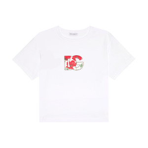 Хлопковая футболка DG с цветочным принтом Dolce&Gabbana, белый