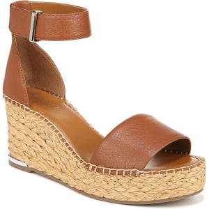 Туфли Franco Sarto Clemens Raffia Espadrille Wedge Heel Sandals, цвет Cognac Brown Leather