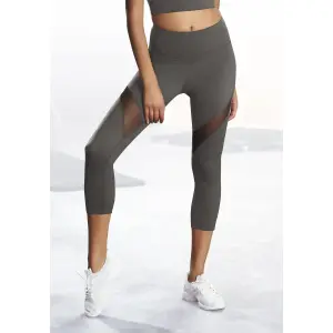 Леггинсы LASCANA ACTIVE Capri "-Sport Capri", с мелкими рюшами, домашняя одежда, хаки