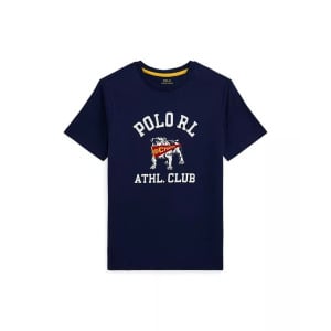 Детская футболка из хлопкового джерси с логотипом Polo Ralph Lauren, синий