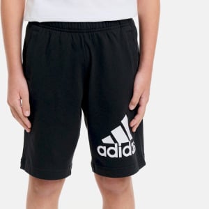 Детские шорты Essentials из хлопка с большим логотипом Adidas, черный