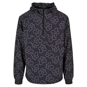 Ветровка URBAN CLASSICS " Urban Classics Men's Flower AOP Pullover Jacket" (1 шт.), с капюшоном, черный