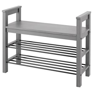 Скамья с полкой для обуви, серая глазурь, 85x32x65 см, HEMNES IKEA