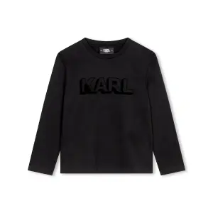 Футболка для мальчика с длинными рукавами из 100% хлопка Karl Lagerfeld Kids, черный