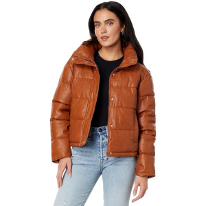 Пуховик Avec Les Filles Faux-Ever Leather Cropped, цвет Caramel