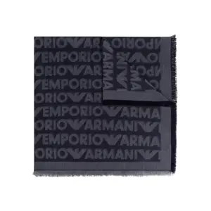 Шарф с логотипом Emporio Armani, синий