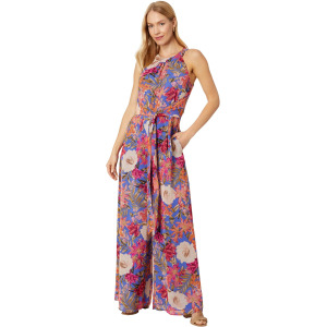 Юбка Vince Camuto Printed Chiffon Halter Jumpsuit, цвет Porcelain Blue