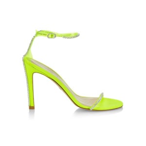 Сандалии Nudistglam, украшенные кристаллами Stuart Weitzman, цвет Neon Yellow